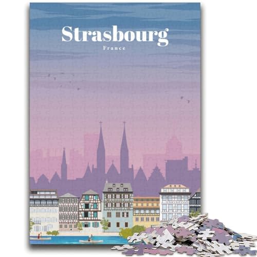 Reise nach Straßburg, Puzzle mit 1000 Teilen, Geschenk für Teenager, anspruchsvolles Spiel und Familienspiel, Wanddekoration, einzigartige Geburtstags (38x52cm) von LYXIANY