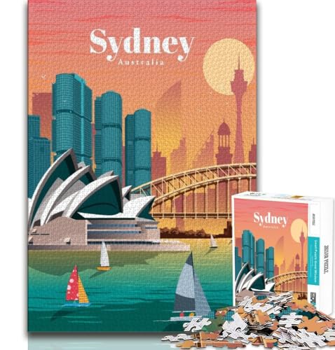 Reise-nach-Sydney-Puzzle mit 1000 Teilen für Erwachsene, anspruchsvolles Spiel und Familienspaß mit vollständig ineinandergreifenden, zufällig geformten Teilen, 38x26cm Reise-nach-Sydney-Puzzle mit 1000 Teilen für Erwachsene, anspruchsvolles Spiel und Familienspaß mit vollständig ineinandergreifenden, zufällig geformten Teilen, 38x26cm von LYXIANY