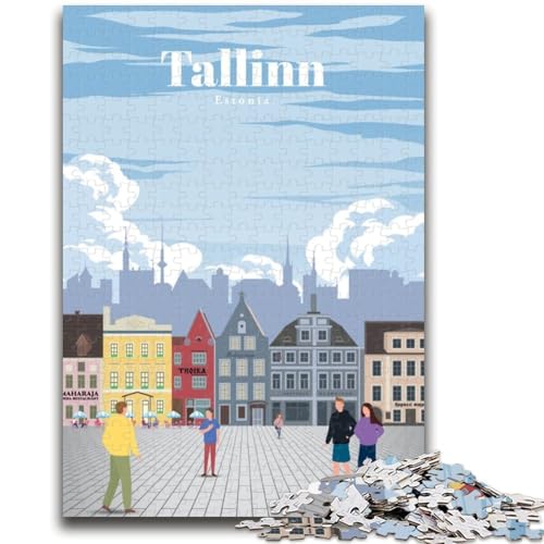 Reise-nach-Tallinn-Puzzle für Erwachsene, 1000 Teile, Stressabbau, Urlaub zu Hause, Zeit totschlagen, mit passendem Poster und Quizblatt, 1000 Teile (26x38cm) von LYXIANY
