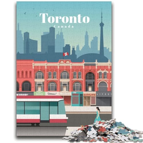 Reise nach Toronto, Puzzle mit 1000 Teilen, Geschenk für Teenager, anspruchsvolles Spiel und Familienspiel, Wanddekoration, einzigartige Geburtstags (38x52cm) von LYXIANY