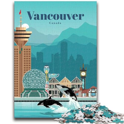 Reise nach Vancouver, 1000-teiliges Puzzle für Jugendliche und Erwachsene, anspruchsvolles Spiel und Familienspiel, Eltern-Kind-Interaktion, 1000 Teile (26x38cm) von LYXIANY