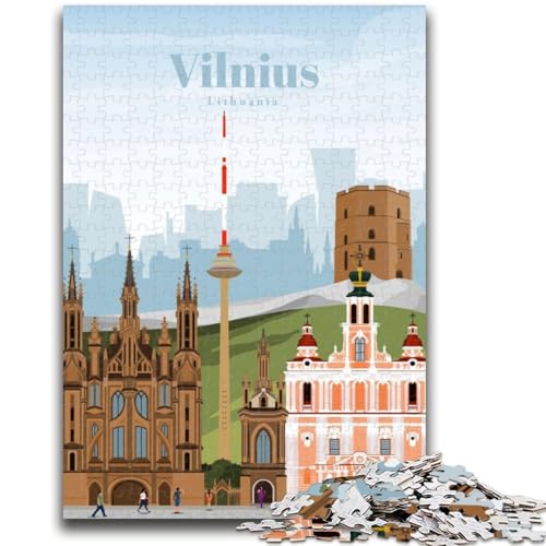 Reise nach Vilnius, 1000-teiliges Puzzle für Erwachsene, Geschenke, anspruchsvolles Spiel und Familienspiel, Eltern-Kind-Interaktion, 1000 Teile (50x75cm) von LYXIANY