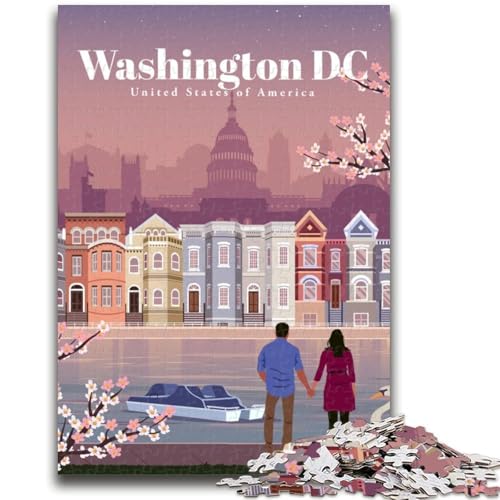 Reise nach Washington DC, Puzzle für Erwachsene, 1000 Teile, anspruchsvolles Spiel und Lernspiel für die ganze Familie zum Geburtstag, Weihnachten, 1000 Teile (50x75cm) von LYXIANY