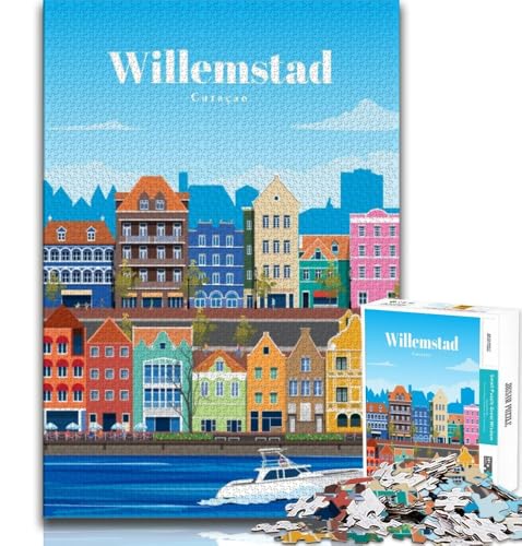 Reise nach Willemstad, Puzzle mit 1000 Teilen für Erwachsene, anspruchsvolles Spiel und Familienspaß mit vollständig ineinandergreifenden, zufällig geformten Teilen, 50x75cm von LYXIANY
