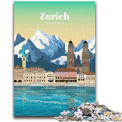 Reise nach Zürich, Puzzle für Teenager, 1000 Teile, für Kinder ab 14 Jahren, lustige Spiele, lustige Aktivitäten zu Hause, Geburtstagsgeschenke, Reisegeschenke, 1000 Teile (50x75cm) von LYXIANY