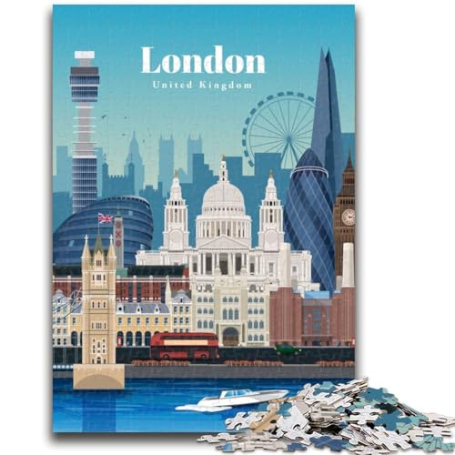 Reise nach und besuche London, 1000-teiliges Puzzle für Jugendliche und Erwachsene, anspruchsvolles Spiel und Familienspiel, Eltern-Kind-Interaktion, 1000 Teile (50x75cm) von LYXIANY