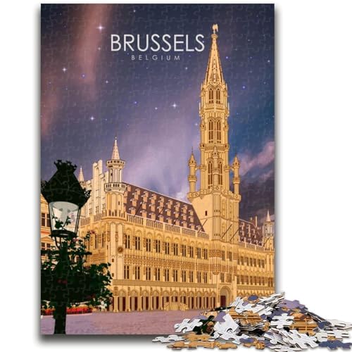 Reisepuzzle Brüssel, Belgien, 1000 Teile, für Erwachsene und Jugendliche, Stressabbau, Urlaub zu Hause, Zeit totschlagen, Liebe zwischen Paaren stärken, 1000 Teile (50x75cm) von LYXIANY