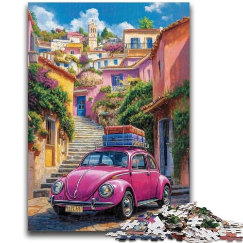 Rosa Auto-Puzzle 1000 Teile für Erwachsene und Jugendliche, hilft dem Gehirn, süchtig machendes Spielzeug zu trainieren, um Geduld zu fördern, EIN Kunstwerk (50x75cm) von LYXIANY
