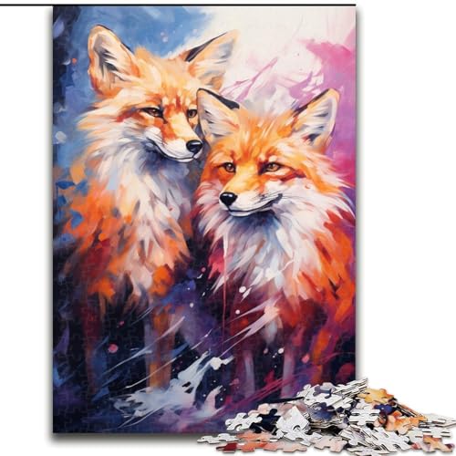 Rotfüchse malen, 1000-teiliges Puzzle für Erwachsene, Holzpuzzle für Erwachsene, anspruchsvolles DIY-Denkspiel für Teenager, Größe 50x75cm von LYXIANY
