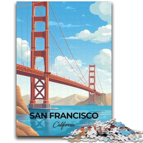 San Francisco Reise-Puzzles für Teenager, 1000 Puzzleteile, für Alter 14+, lustige Spiele, lustige Aktivitäten zu Hause, Geburtstagsgeschenke, Reisegeschenke, 2000 Teile (70x100cm) von LYXIANY