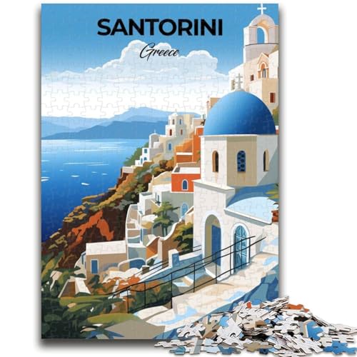 Santorini, Griechenland, Reise-Puzzle für Teenager, 1000 Puzzleteile, für Kinder ab 14 Jahren, lustige Spiele, lustige Aktivitäten zu Hause, Geburtstagsgeschenke, Reisegeschenke, 1000 Teile (50x75cm) von LYXIANY