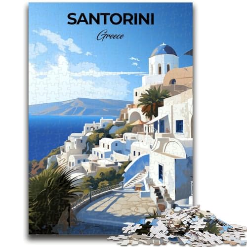 Santorini, Griechenland, Reise-Puzzle für Teenager, 1000 Teile, für Alter 14+, lustige Spiele, lustige Aktivitäten zu Hause, Geburtstagsgeschenke, Reisegeschenke, 1000 Stück (50x75cm) von LYXIANY