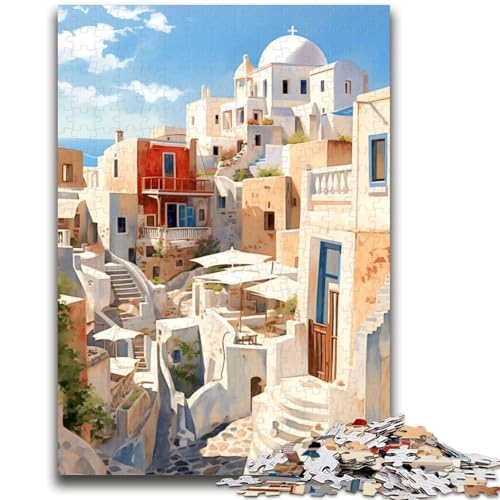Santorini Griechenland Reise-Puzzle für Erwachsene, 1000 Puzzleteile, anspruchsvolles Spiel, ganze Familie, 1000 Teile (50x75cm) von LYXIANY