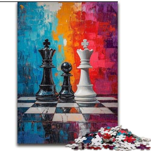 Schach-Ölgemälde-Puzzles für Erwachsene, Stressabbau, Zeitvertreib zu Hause mit passendem Poster und Quizblatt (26x38cm) von LYXIANY