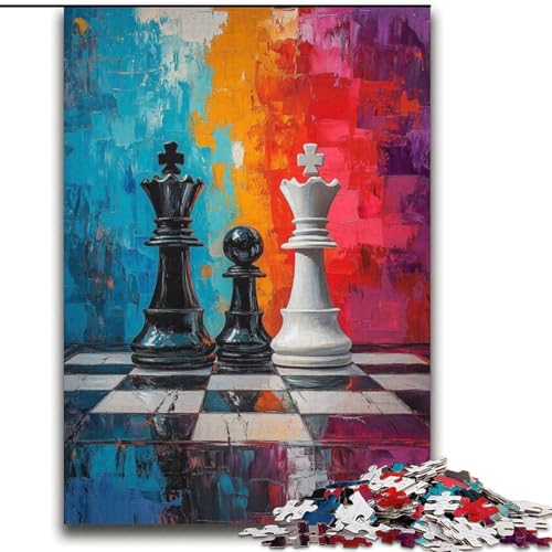 Schach-Ölgemälde-Puzzles für Erwachsene 2000, Lernspiele, DIY-Spielzeug mit passendem Poster und Quizblatt für Kinder ab 14 Jahren (70x100cm) von LYXIANY