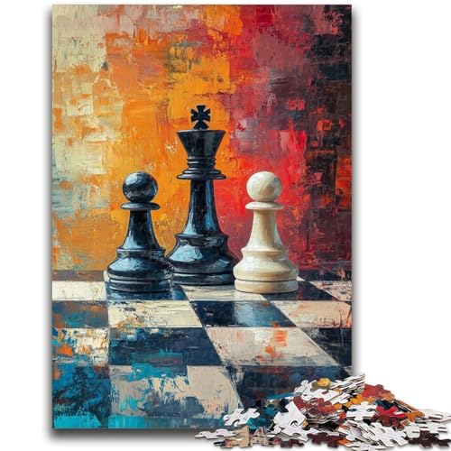 Schach-Ölgemälde-Puzzles für Teenager, 1000 Puzzles, Lernspiel, Herausforderung, Spielzeug, Wanddekoration, einzigartige Geburtstags (38x26cm) von LYXIANY