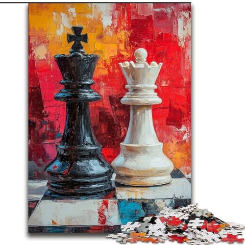 Schach-Ölgemälde-Puzzles für Teenager, 1000 Puzzles, anspruchsvolles Spielspielzeug, jedes Teil ist einzigartig – anspruchsvolles Familienspiel (26x38cm) von LYXIANY