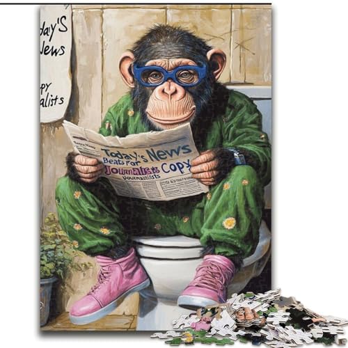 Schimpansen-Puzzle Go Toilet, 1000 Teile, schwierige Puzzles für Erwachsene, Weihnachten, Halloween, Ostern, Neujahr, Größe: 50x75cm Schimpansen-Puzzle Go Toilet, 1000 Teile, schwierige Puzzles für Erwachsene, Weihnachten, Halloween, Ostern, Neujahr, Größe: 50x75cm von LYXIANY