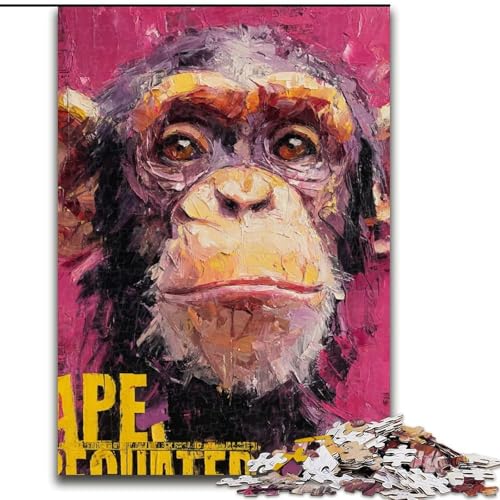 Schimpansen-Puzzles für Erwachsene und Teenager, anspruchsvolles Spiel und Lernspiel für die ganze Familie zum Geburtstag, Weihnachten (50x75cm) von LYXIANY