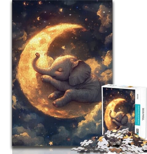 Schlafender Elefant, 1000-teiliges Puzzle für Erwachsene und Jugendliche, Denkspiel, Wanddekoration, einzigartige Geburtstags (38x26cm) von LYXIANY