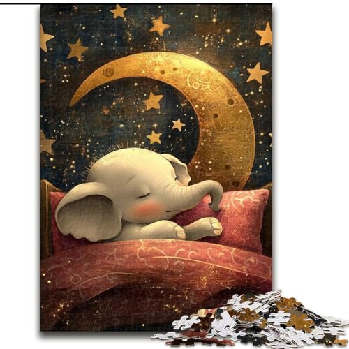 Schlafendes Elefantenbaby-Puzzle, 1000 Teile, für Teenager, Herausforderung der Gehirnintelligenz, süchtig machendes Spielzeug für die Heimdekoration (26x38cm) von LYXIANY