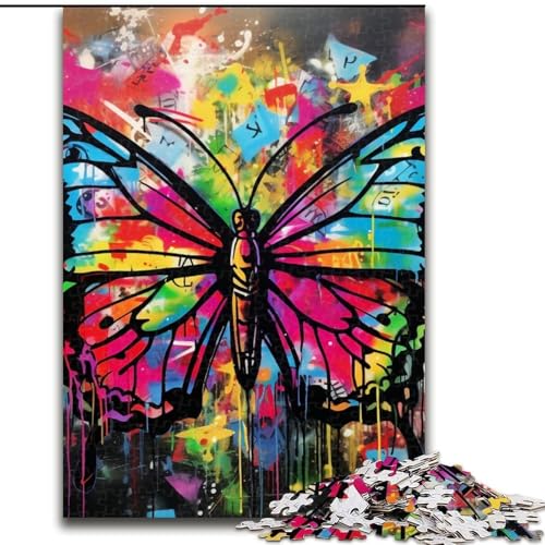 Schmetterlingskunst-Graffiti-Puzzle, 1000 Teile, Holzpuzzle für Erwachsene, interaktives Familienspiel, DIY-Heimdekoration, Gehirn-Herausforderung, Geschenk, 50x75cm Schmetterlingskunst-Graffiti-Puzzle, 1000 Teile, Holzpuzzle für Erwachsene, interaktives Familienspiel, DIY-Heimdekoration, Gehirn-Herausforderung, Geschenk, 50x75cm von LYXIANY