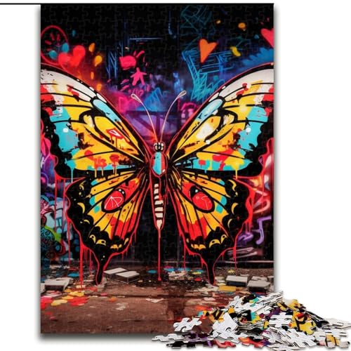 Schmetterlingskunst-Graffiti-Puzzle, 1000 Teile, für Erwachsene, anspruchsvolles Denkspiel für Teenager, Spaß für den Spieleabend mit der Familie, 26x38cm Schmetterlingskunst-Graffiti-Puzzle, 1000 Teile, für Erwachsene, anspruchsvolles Denkspiel für Teenager, Spaß für den Spieleabend mit der Familie, 26x38cm von LYXIANY