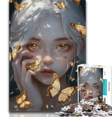 Schmetterlingsmädchen-Puzzle mit 1000 Teilen für Erwachsene und Jugendliche, Denkspiel, Wanddekoration, einzigartige Geburtstags (50x75cm) von LYXIANY