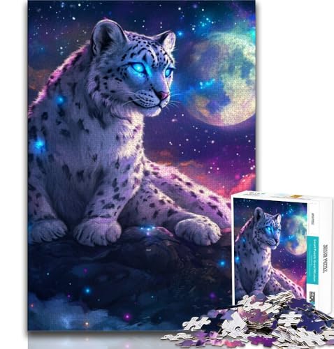 Schneeleopard unter dem Mond, 1000 Teile Puzzle für Erwachsene und Jugendliche, anspruchsvolles Spielspielzeug, jedes Teil ist einzigartig – anspruchsvolles Familienspiel (50x75cm) von LYXIANY