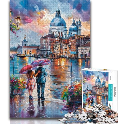 Schöne Stadtlandschaft in Aquarell-Puzzles für Erwachsene und Jugendliche, 1000 Teile, hilft dem Gehirn, süchtig machendes Spielzeug zu trainieren, um Geduld zu fördern, tolles Geschenk (38x26cm) von LYXIANY