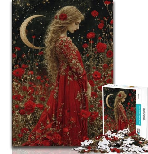 Schönes Mädchen mit Blumen, 1000-teiliges Puzzle für Erwachsene und Jugendliche, Quizspiel, Wanddekoration, einzigartige Geburtstags, 38x26cm von LYXIANY
