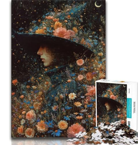 Schönes Mädchen mit Blumen-Puzzle für Teenager, 1000 Puzzleteile, Staycation, Zeit totschlagen, jedes Teil ist einzigartig – anspruchsvolles Familienspiel, 38x26cm von LYXIANY