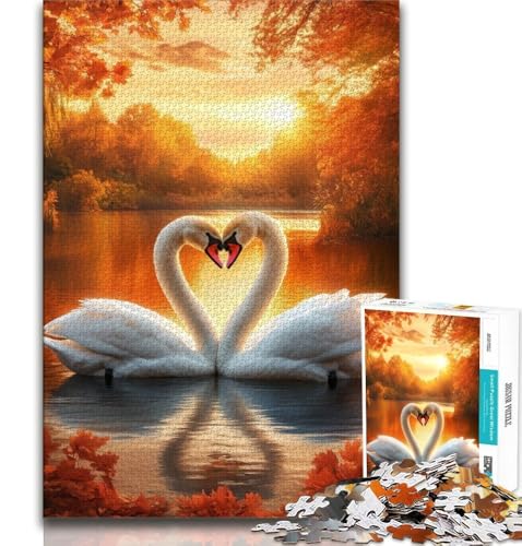 Schwanenpaar-Puzzle für Erwachsene, 1000 Teile, Lernspielzeug, Familienspiele, Geschenke für Freunde und Familie (38x26cm) von LYXIANY