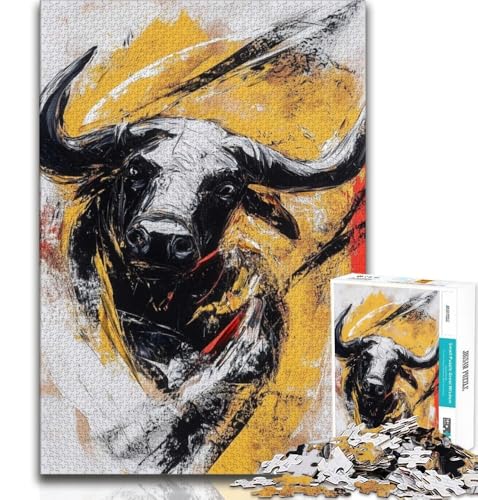 Schwarz-Goldener Bulle, Puzzle für Erwachsene, 1000 Teile, Staycation, Zeit totschlagen, jedes Teil ist einzigartig – anspruchsvolles Familienspiel, 38x26cm Schwarz-Goldener Bulle, Puzzle für Erwachsene, 1000 Teile, Staycation, Zeit totschlagen, jedes Teil ist einzigartig – anspruchsvolles Familienspiel, 38x26cm von LYXIANY