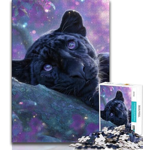 Schwarzer Leopard, 1000-teiliges Puzzle für Erwachsene und Jugendliche, Denkspiel, Wanddekoration, einzigartige Geburtstags (50x75cm) von LYXIANY