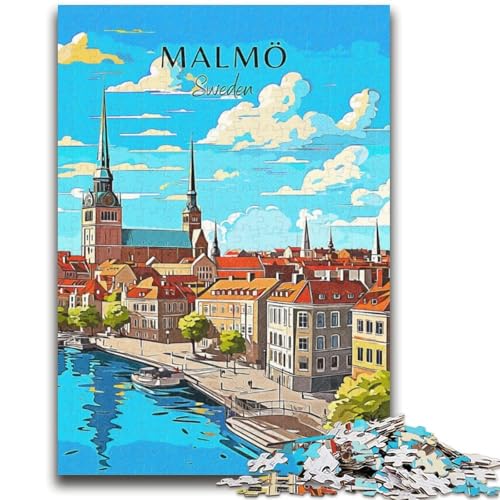 Schweden-Malmö-Reise-Puzzle für Teenager, 1000 Puzzles, anspruchsvolles Spiel und Familienspiel, Wanddekoration, einzigartige Geburtstags (38x26cm) von LYXIANY