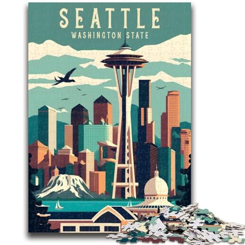 Seattle Washington Reise-Puzzle, 1000 Teile, für Erwachsene und Jugendliche, lustige Spiele, Wanddekoration, einzigartige Geburtstags, 1000 Teile (50x75cm) von LYXIANY