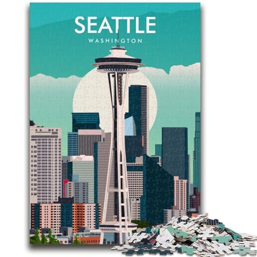 Seattle Washington Reise-Puzzle für Erwachsene, 1000 Puzzleteile, anspruchsvolles Spiel, ganze Familie, 1000 Teile (50x75cm) von LYXIANY