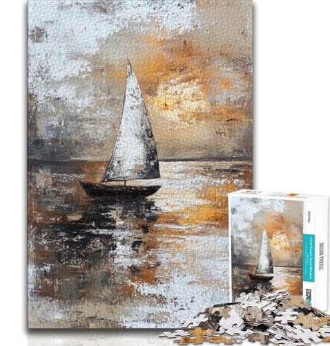 Segelboot-Ölgemälde-Puzzles für Teenager, 1000-teiliges Puzzle, anspruchsvoll zu vervollständigen, Aber lustig und humorvoll, einzigartige Heimdekoration und Geschenke (38x26cm) von LYXIANY