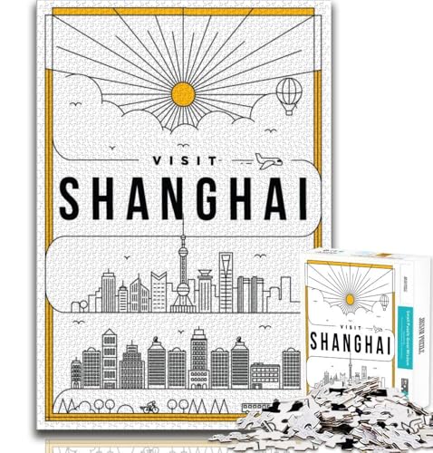 Shanghai China Puzzle für Erwachsene 1000 Teile Puzzle, Denkspiel, Wanddekoration, einzigartige Geburtstags, 50x75cm Shanghai China Puzzle für Erwachsene 1000 Teile Puzzle, Denkspiel, Wanddekoration, einzigartige Geburtstags, 50x75cm von LYXIANY