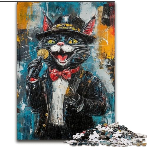 Singendes Katzen-Puzzle, 1000 Teile, für Jugendliche ab 14 Jahren, Geschenkideen zur Heimdekoration (50x75cm) von LYXIANY