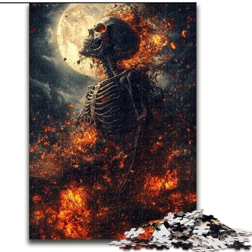 Skelett unter dem Mond, 1000-teiliges Puzzle für Erwachsene und Jugendliche, Lernspielzeug, Familienspiele mit passendem Poster und Quizblatt (Größe 50x75cm) von LYXIANY