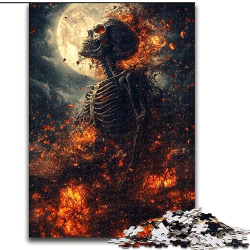 Skelett unter dem Mond Puzzle 1000 Teile für Teenager, anspruchsvolles Spiel ganze Familie (50x75cm) von LYXIANY