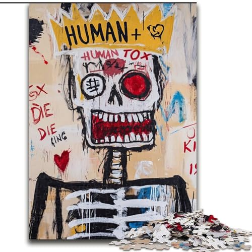 Skelettkönig-Puzzles im Basquiat-Stil für Teenager, Lernspielzeug für die ganze Familie, geeignet als Schreibtischdekoration (50x75cm) von LYXIANY