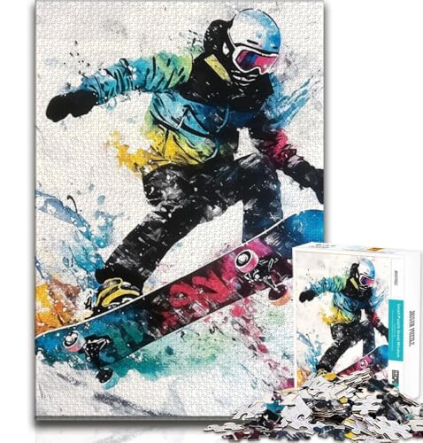 Skifahrer-Malpuzzle für Erwachsene 1000, Lernspielzeug, Familienspiele mit passendem Poster und Quizblatt (50x75cm) von LYXIANY