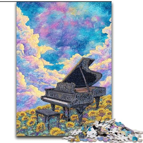 Sonnenblumen-Klavierpuzzle, 1000 Teile, für Teenager ab 14 Jahren, Geschenkideen zur Verbesserung des Gedächtnisses (26x38cm) von LYXIANY