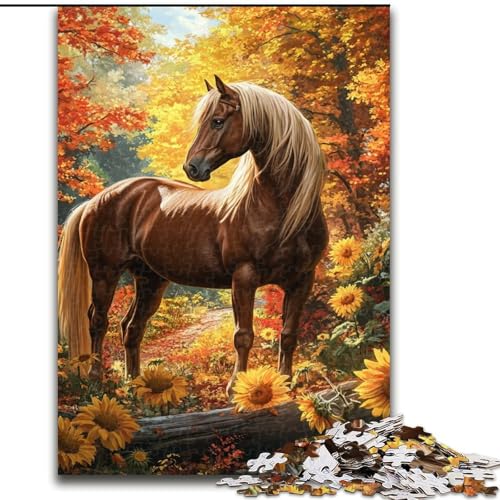 Sonnenblumen-Pferd-Puzzle, 1000 Teile, als Geschenk für Teenager, geeignet für Kinder ab 14 Jahren, Familienspaß, ganze Familie (50x75cm) von LYXIANY