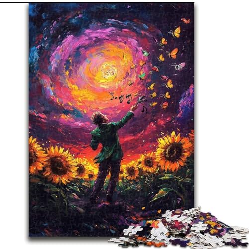 Sonnenblumen-Violinen-Puzzle für Erwachsene, 1000 Teile, anspruchsvolles und schwieriges Angebot als Geschenk für die ganze Familie (26x38cm) von LYXIANY