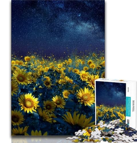 Sonnenblumen im Sonnenuntergang-Puzzle für Erwachsene, 1000 Teile, Lernspielzeug, Familienspiele, Geschenke für Freunde und Familie (50x75cm) von LYXIANY