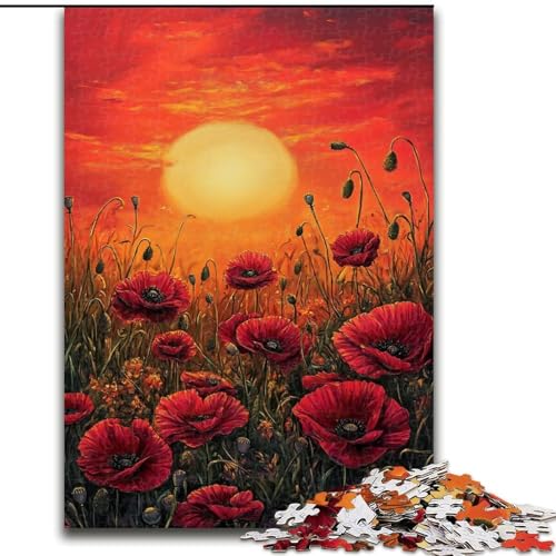 Sonnenblumen im Sonnenuntergang-Puzzle für Teenager, 1000 Teile, Lernspiele, Heimdekoration, Geschenk für die ganze Familie (50x75cm) von LYXIANY